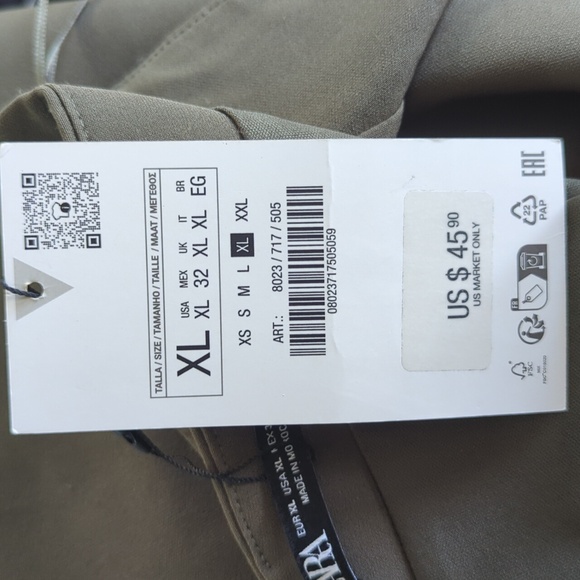 Zara, dark khaki strapless dress, size XL - Picture 6 of 6